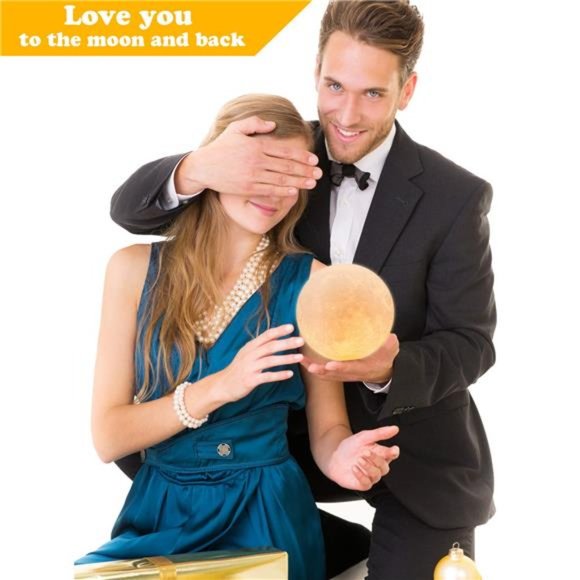 Moon Lamp, 16 Colors LED Night Light 3D Printing Moon Light with Stand & Remote - Picture 4 of 7